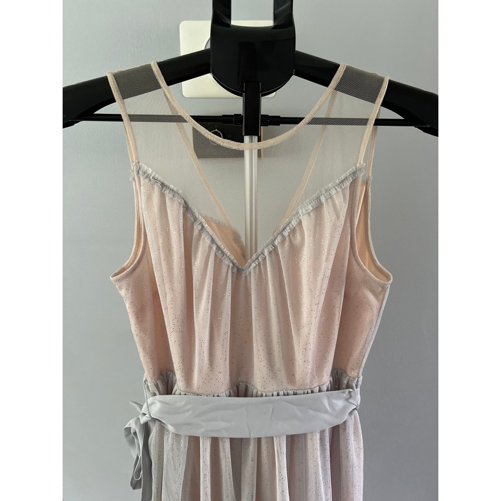 NWT Lauren Conrad Runway Midi Tulle Illusion Dress in Silver and Cream‎ Size 6 - Picture 2 of 12
